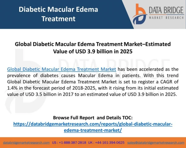 Global Diabetic Macular Edema Treatment Market– Industry Trends & Forecast to 2025