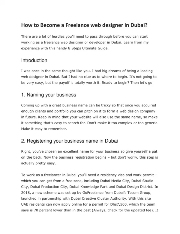 Freelance web designer in Dubai