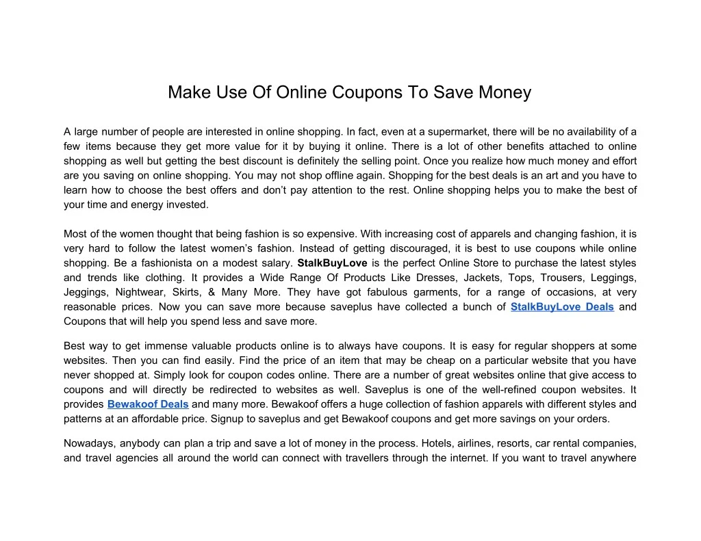 make use of online coupons to save money
