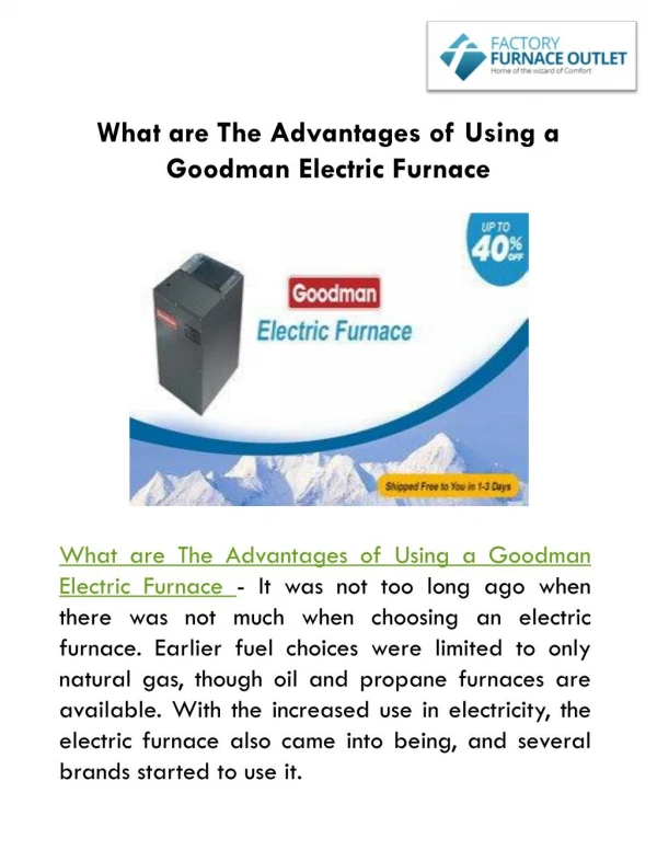 what are the advantages of using a goodman