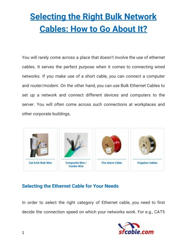 Selecting the Right Bulk Network Cables: How to Go About It?