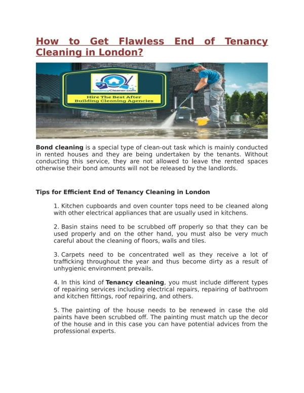 How to Get Flawless End of Tenancy Cleaning in London