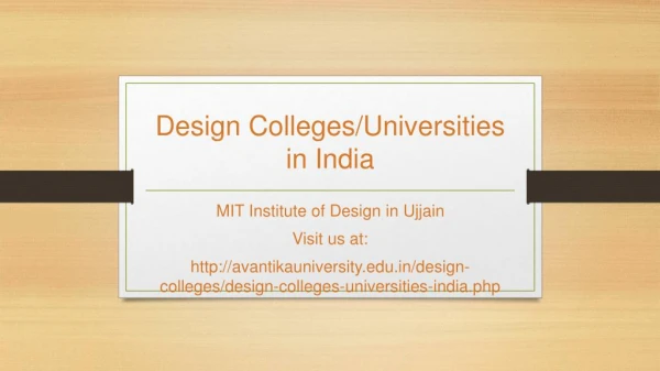 Design Colleges in India | Design Courses | MIT Institute of Design in Ujjain