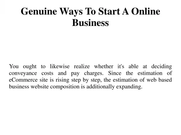 Genuine Ways To Start A Online Business