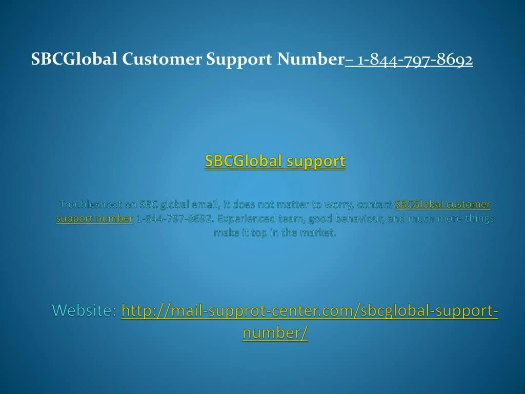 sbcglobal customer support number 1 844 797 8692