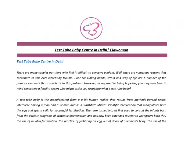 Test Tube Baby Centre in Delhi | Elawoman