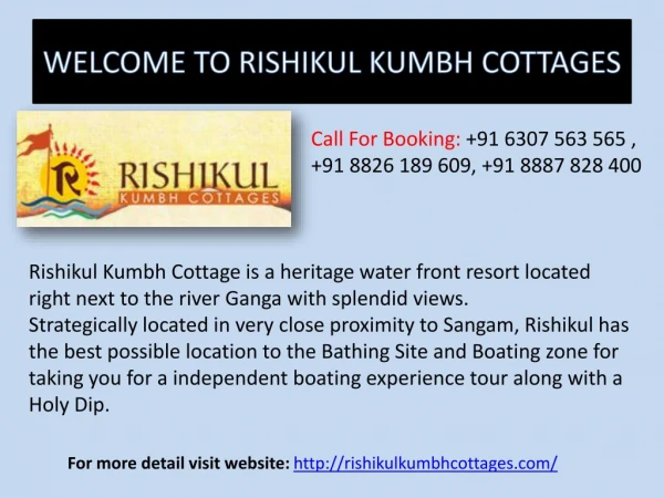 Kumbh Mela Bookings Packages 2019 - Rishikul Kumbh Cottages