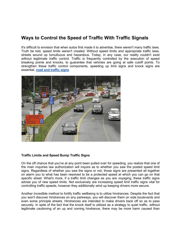 Ways to Control the Speed of Traffic With Traffic Signals