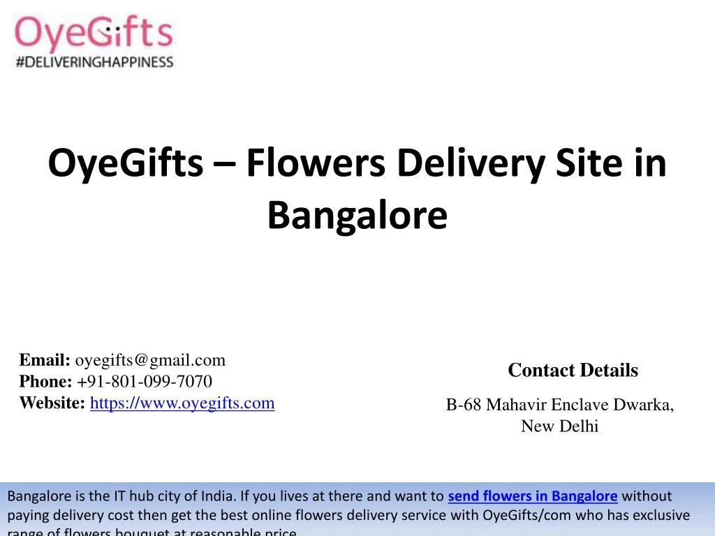 oyegifts flowers delivery site in bangalore