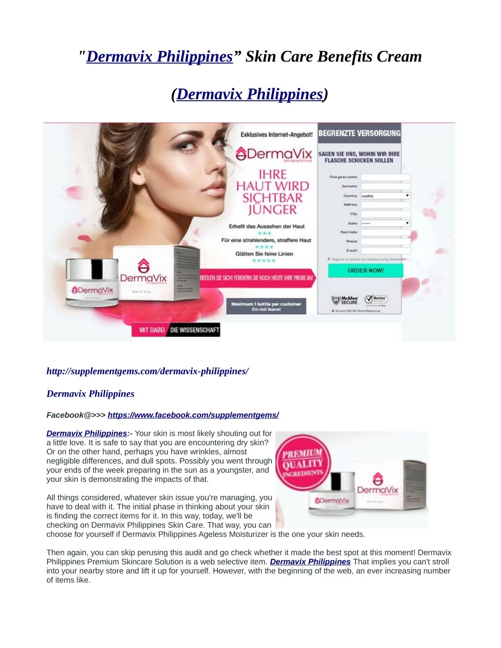 dermavix philippines skin care benefits cream
