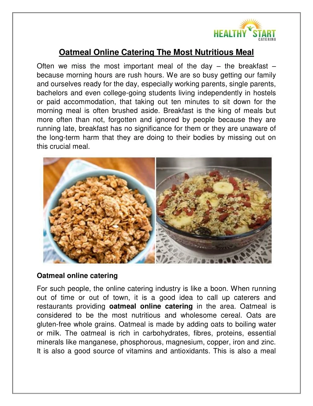 oatmeal online catering the most nutritious meal