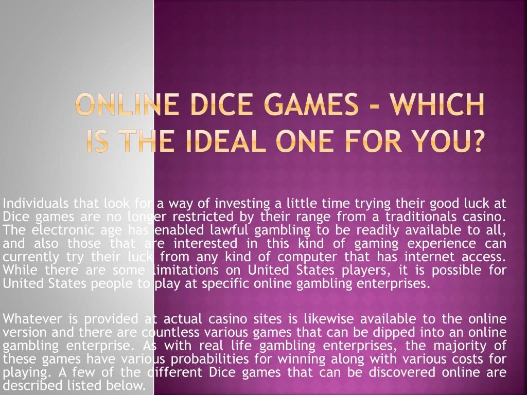 online dice games which is the ideal one for you
