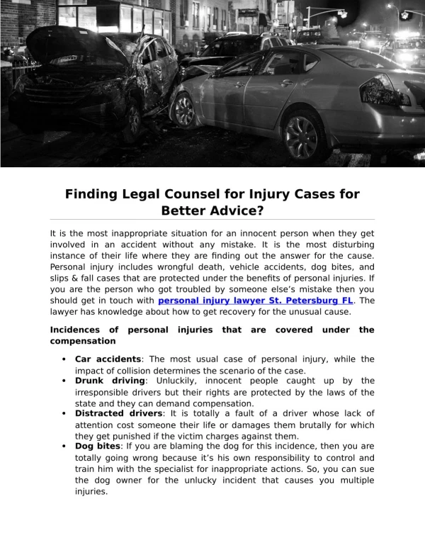 Finding Legal Counsel for Injury Cases for Better Advice?