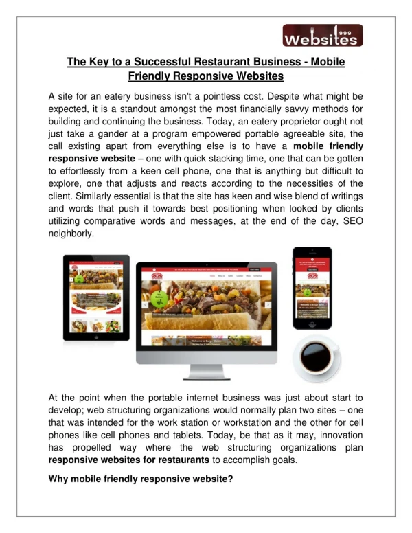 The Key to a Successful Restaurant Business - Mobile Friendly Responsive Websites