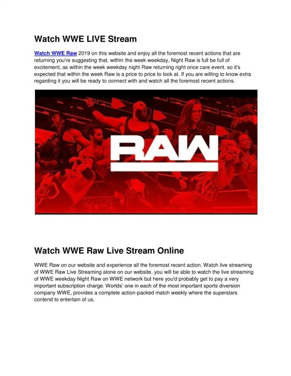 Watch WWE RAW