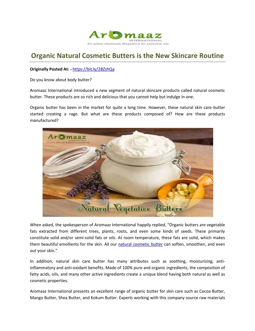 organic natural cosmetic butters
