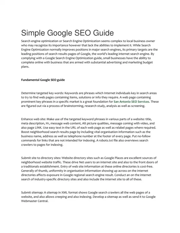 Simple Google SEO Guide
