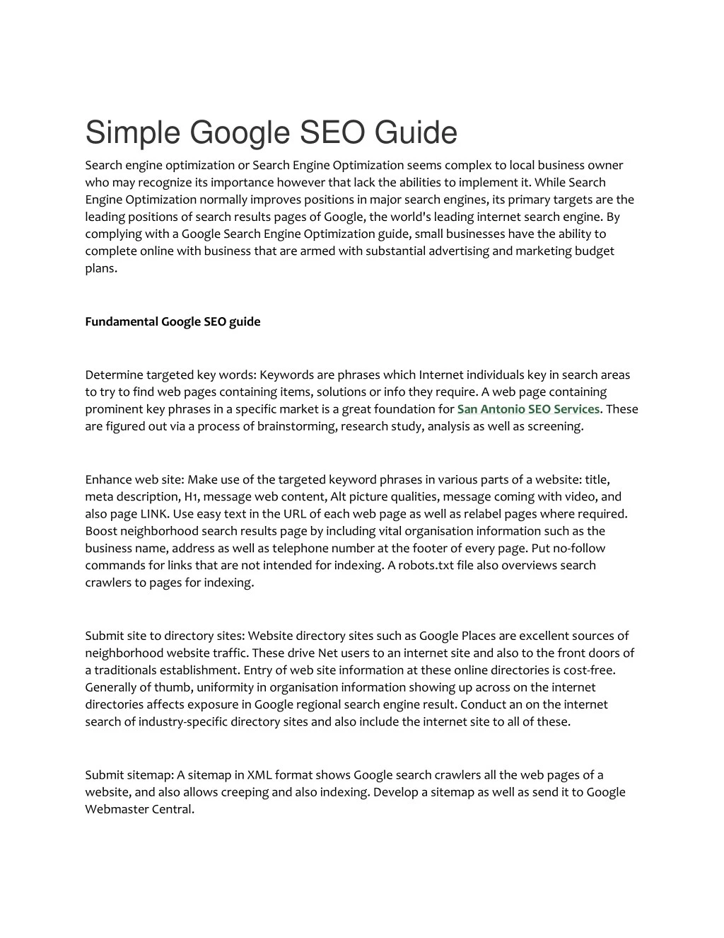 simple google seo guide