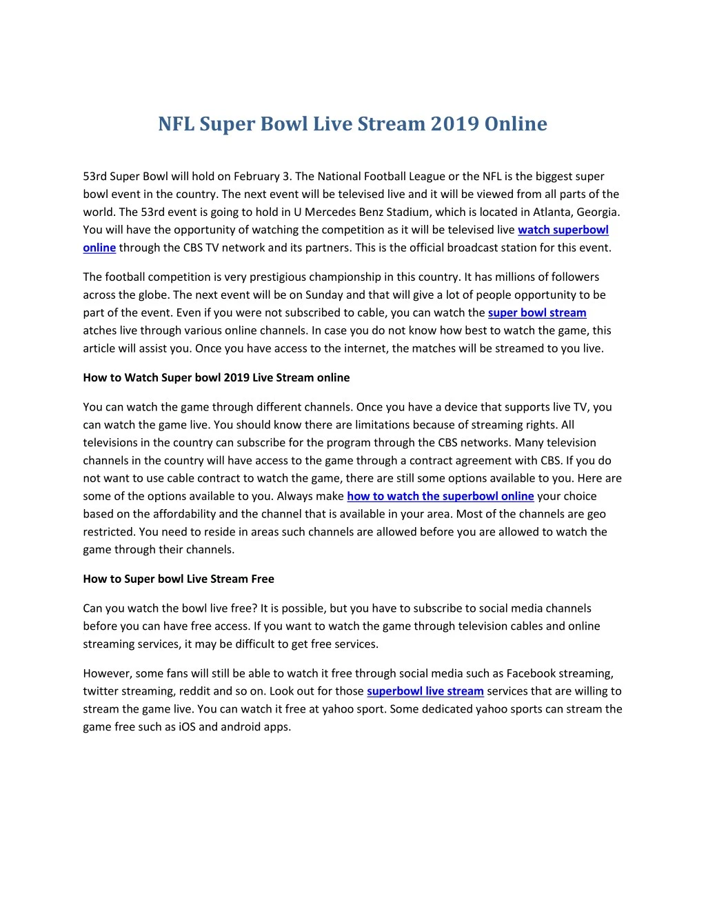 nfl super bowl live stream 2019 online
