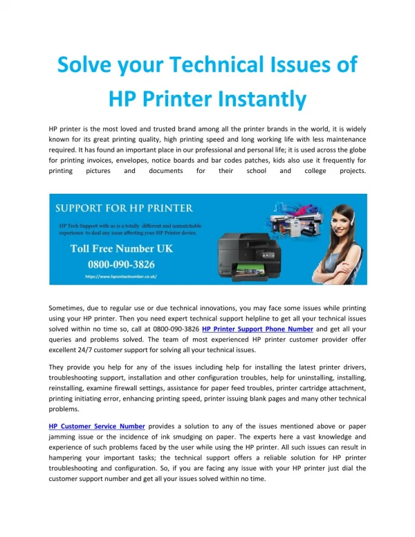 Hp Printer Support UK | HP Printer Helpline Number UK