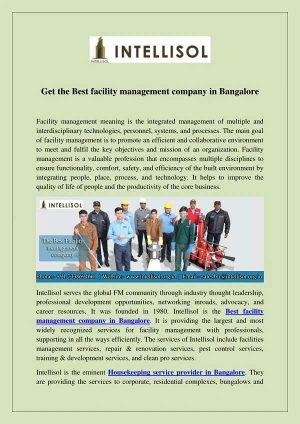 Best facility management company in Bangalore