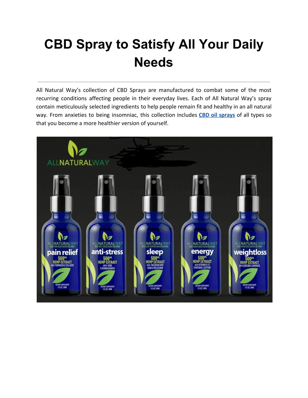 cbd spray to satisfy all your daily needs