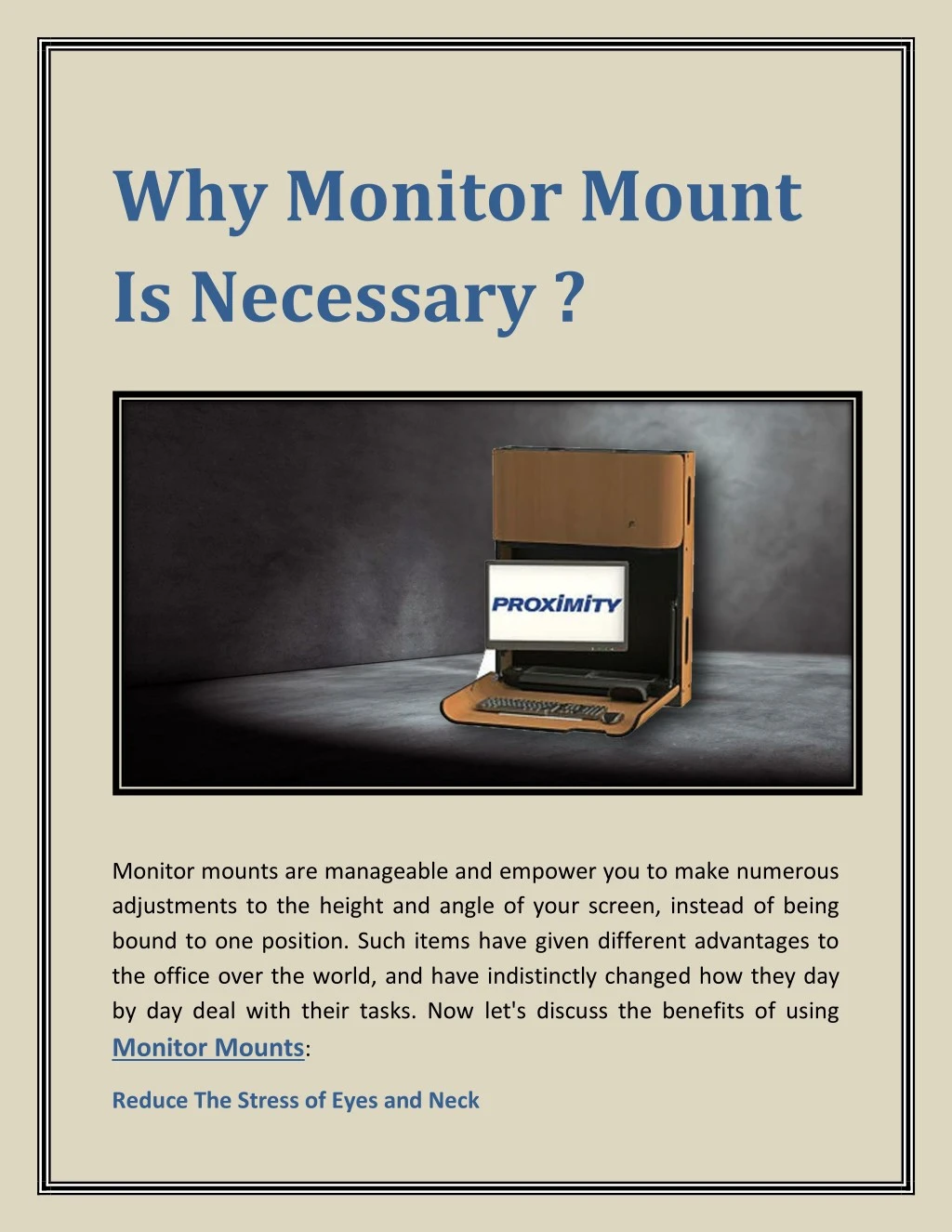 why monitor mount is necessary