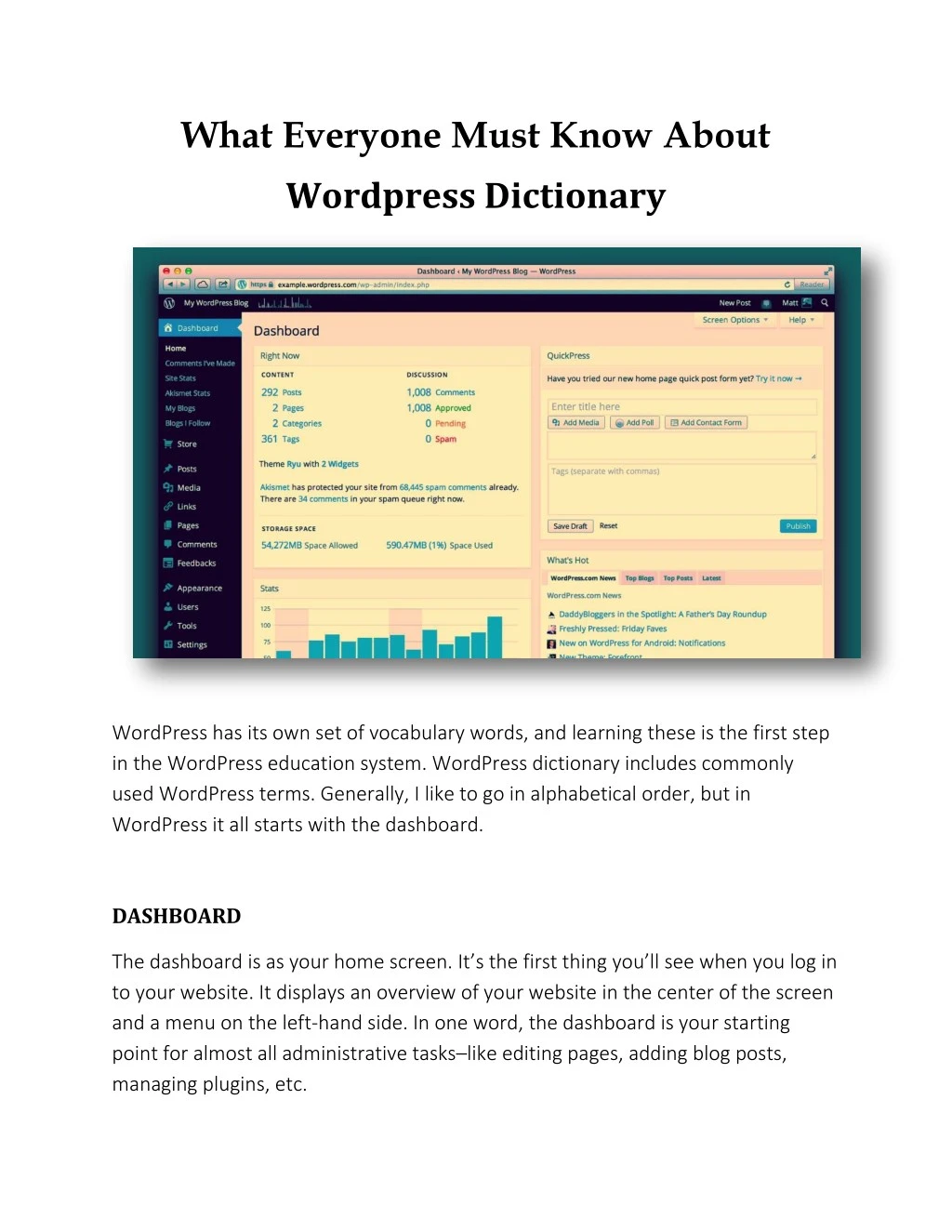 what everyone must know about wordpress dictionary