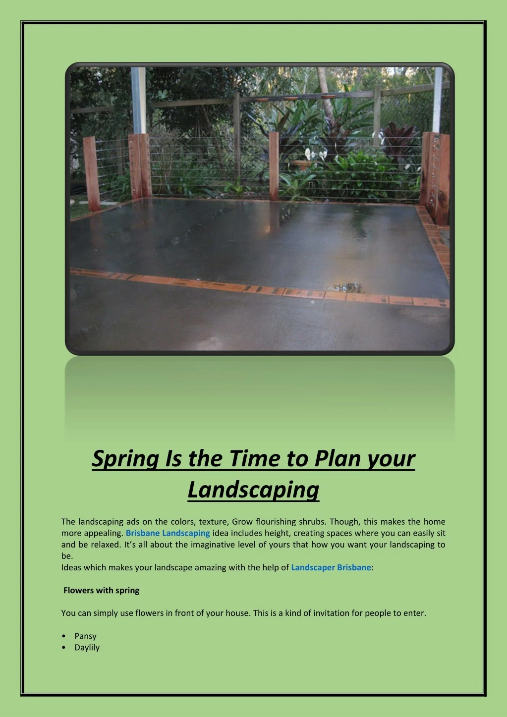 spring is the time to plan your landscaping