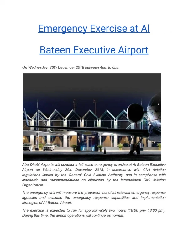 Emergency Exercise at Al Bateen Executive Airport