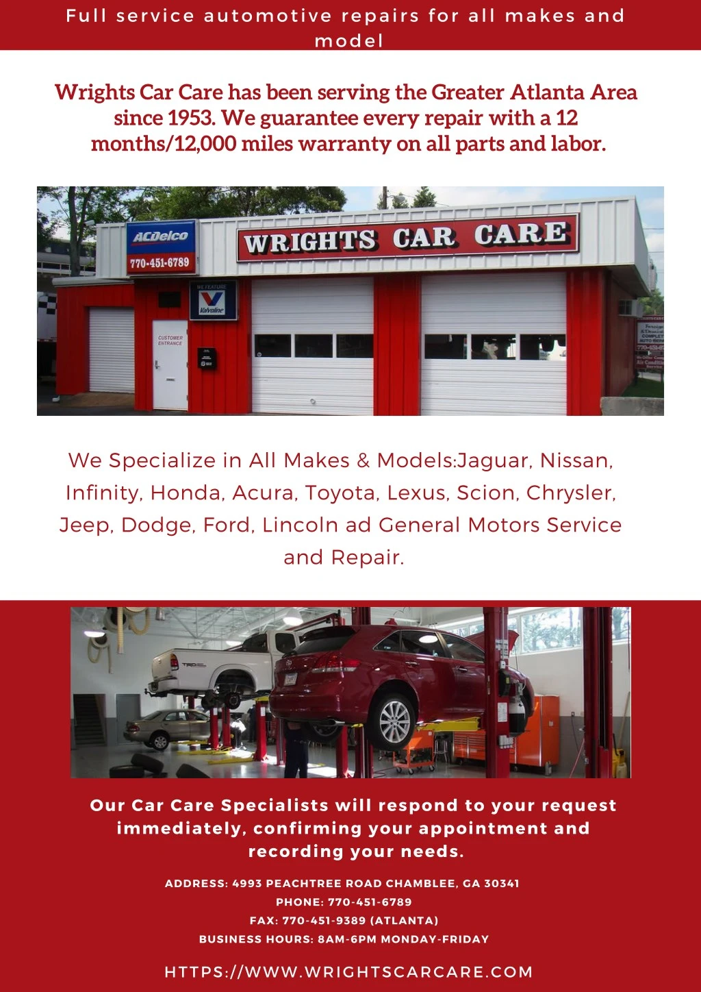 full service automotive repairs for all makes