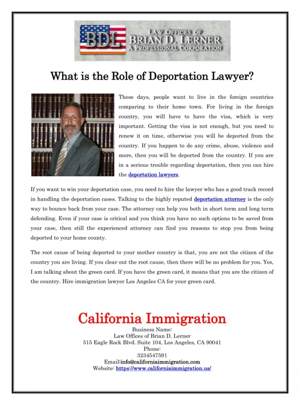 What is the Role of Deportation Lawyer?