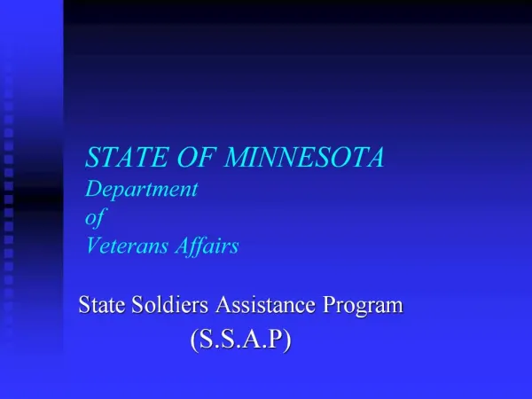 STATE OF MINNESOTA Department of Veterans Affairs