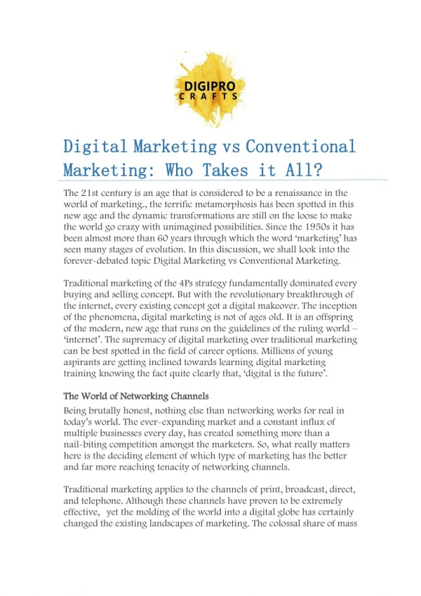 Digital Marketing vs Conventional Marketing: Who Takes it All?