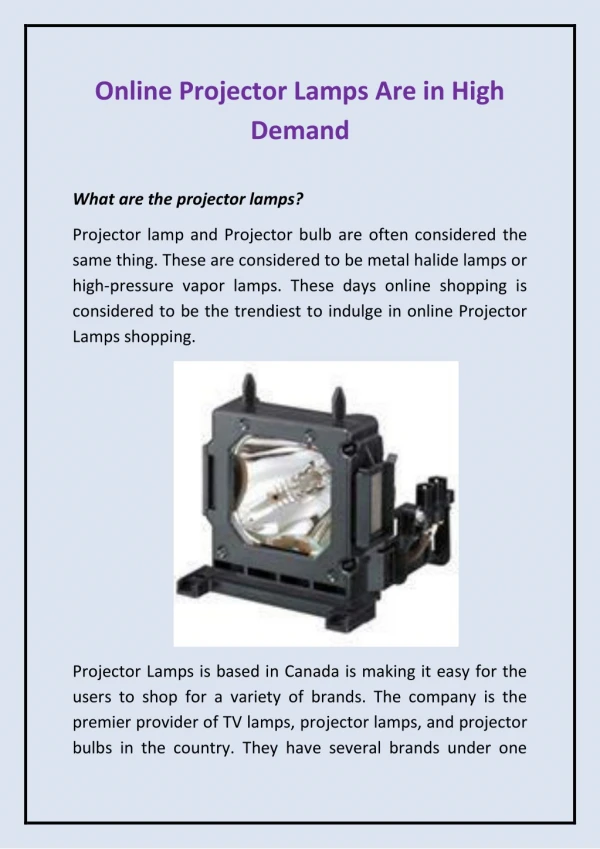 Best Online Shop for Projector Bulbs - Projectorlamps.ca
