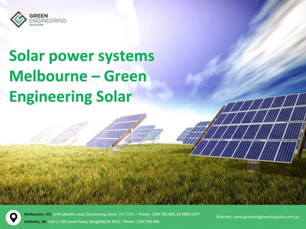 Solar power systems Melbourne – Green Engineering Solar
