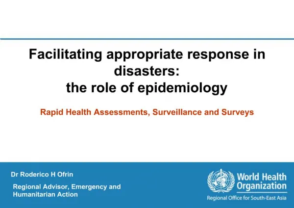 Facilitating appropriate response in disasters: the role of epidemiology