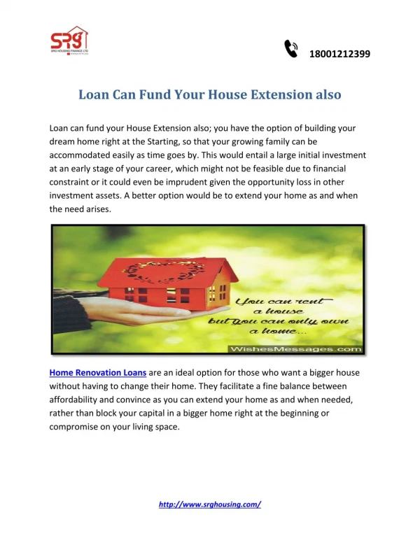 Loan Can Fund Your House Extension also