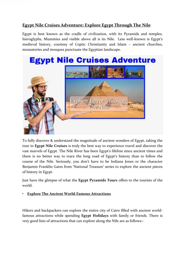 Egypt Nile Cruises Adventure: Explore Egypt Through The Nile