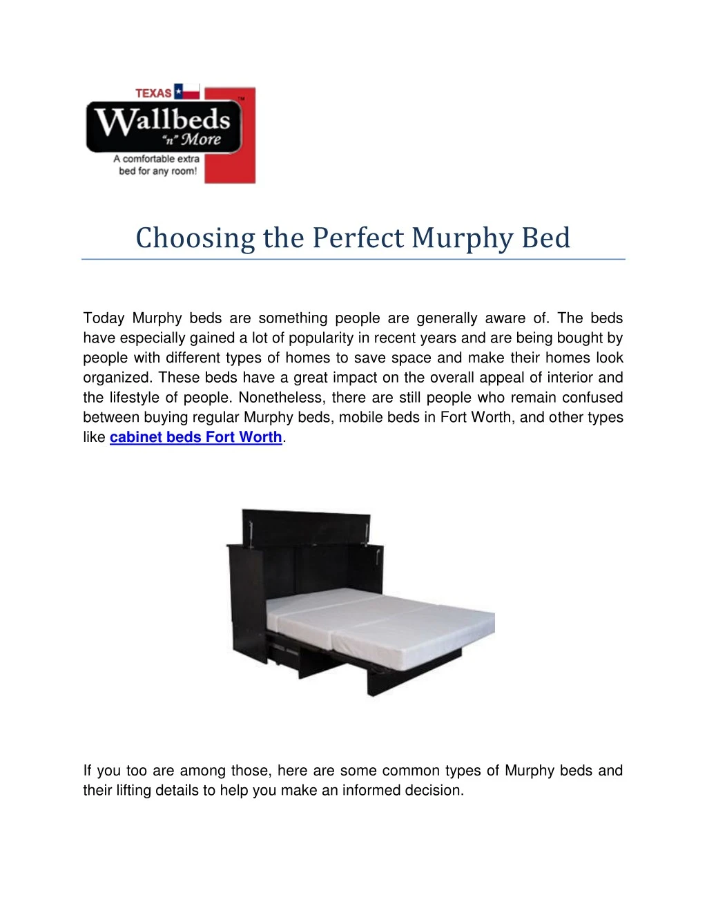 choosing the perfect murphy bed
