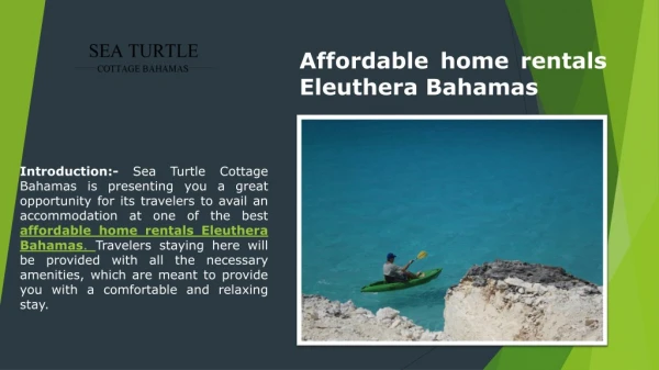 Affordable home rentals Eleuthera Bahamas