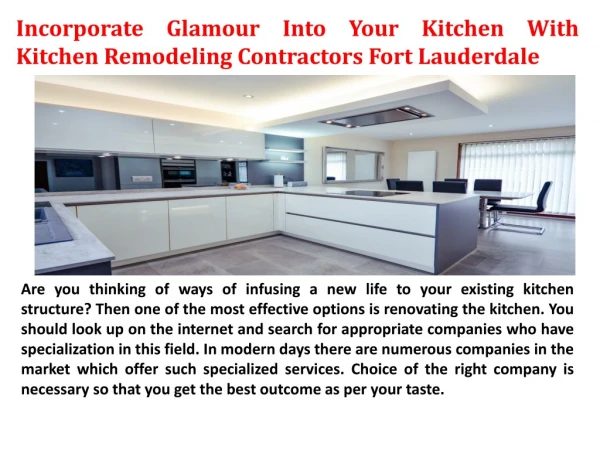 Incorporate Glamour Into Your Kitchen With Kitchen Remodeling Contractors Fort Lauderdale