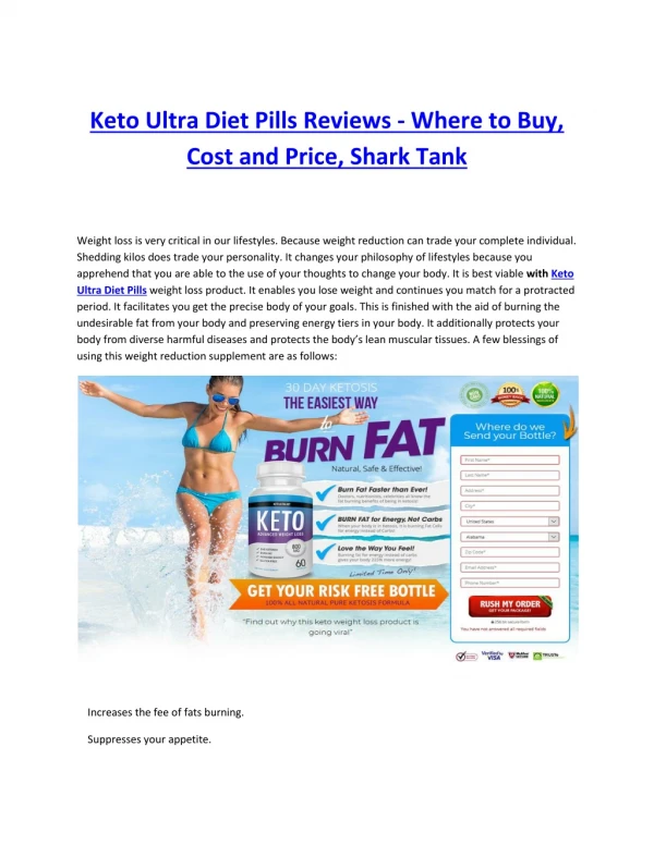 Keto Ultra Diet Pills Reviews - Where to Buy, Cost and Price, Shark Tank