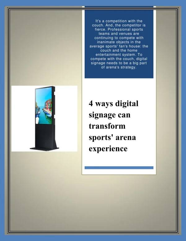 4 Ways Digital Signage can Transform Sports