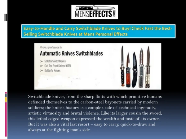 Easy-to-Handle and Carry Switchblade Knives to Buy! Check Fast the Best-Selling Switchblade Knives at Mens Personal Effe