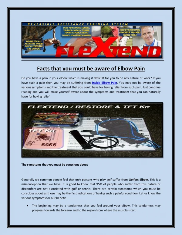 Facts that you must be aware of Elbow Pain