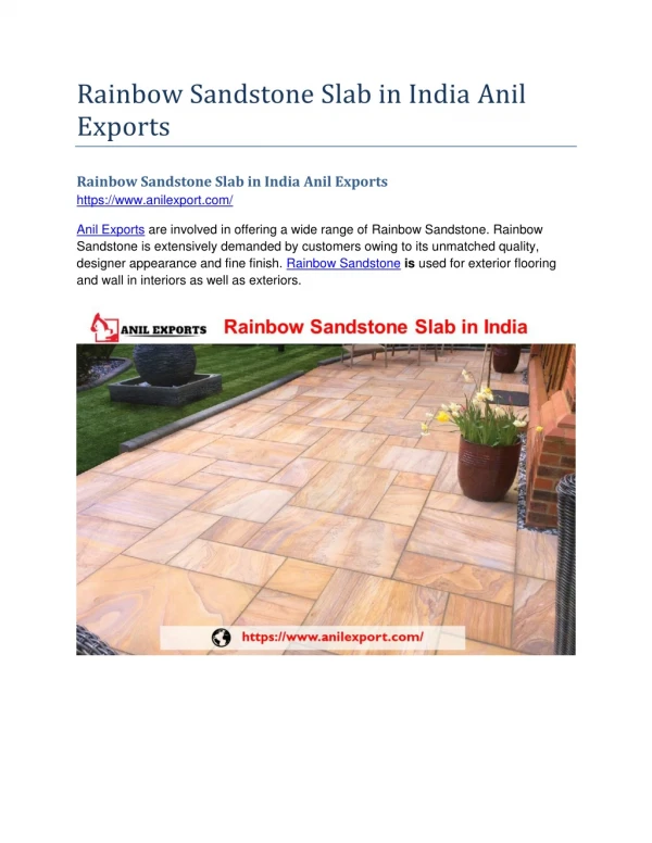 Rainbow Sandstone Slab in India Anil Exports