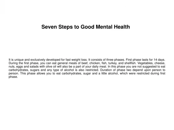 Seven Steps to Good Mental Health