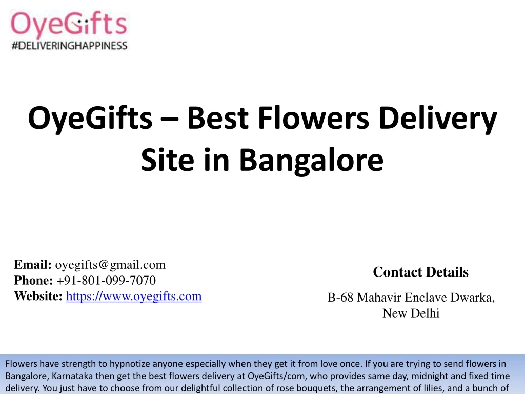 oyegifts best flowers delivery site in bangalore