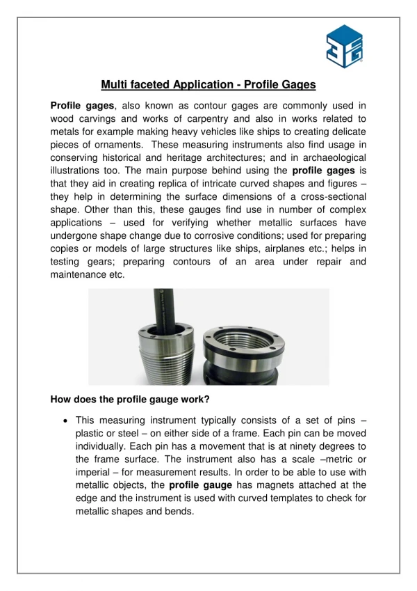 Multi faceted Application - Profile Gages